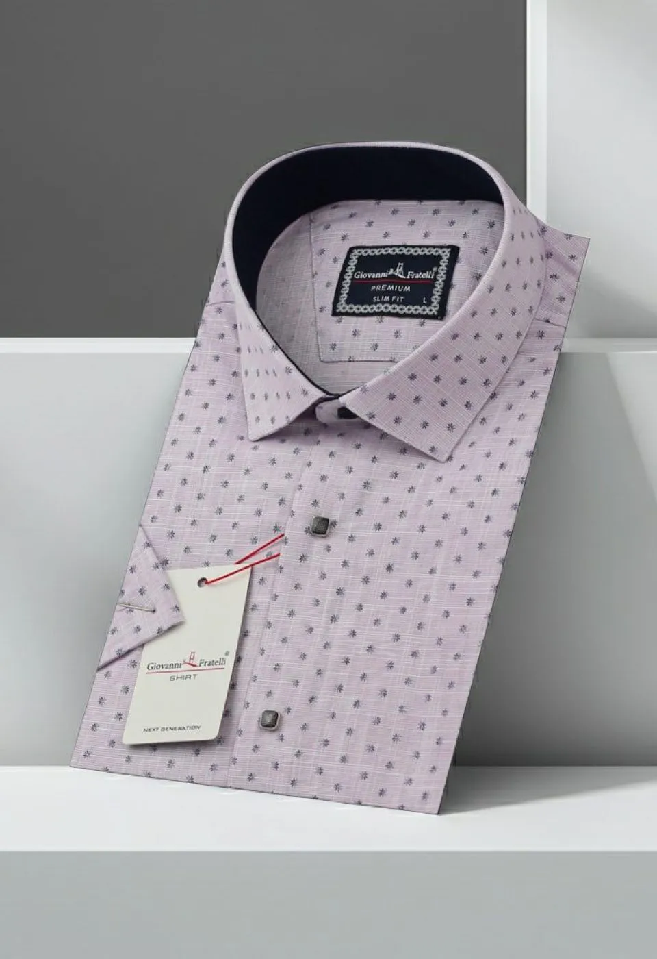 Slim Fit Kısa Kol Desenli Erkek Gömlek 3GMK311147004