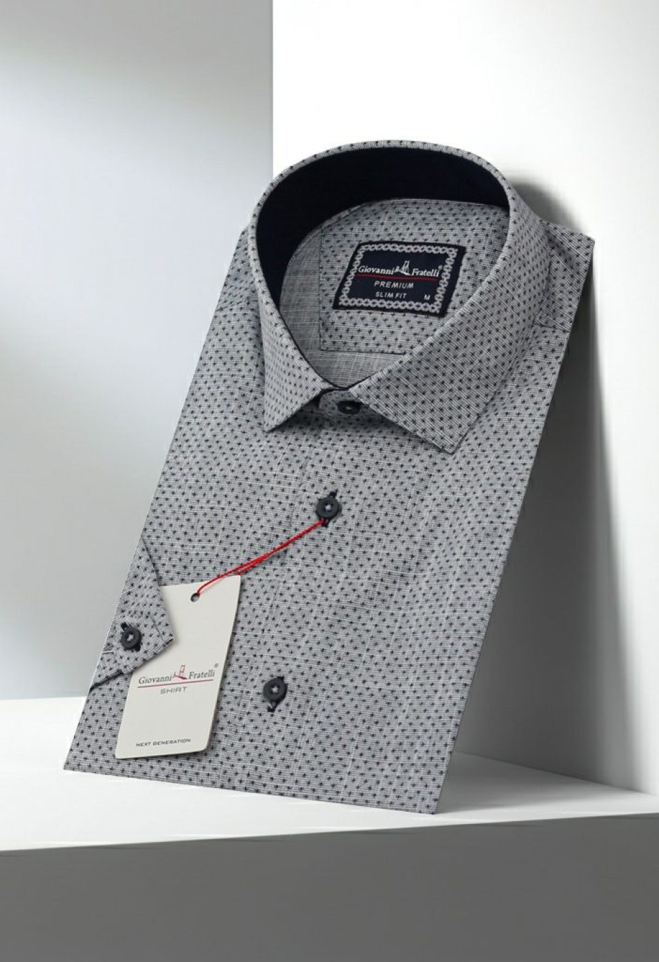 Slim Fit Kısa Kol Desenli Erkek Gömlek 3GMK311149002