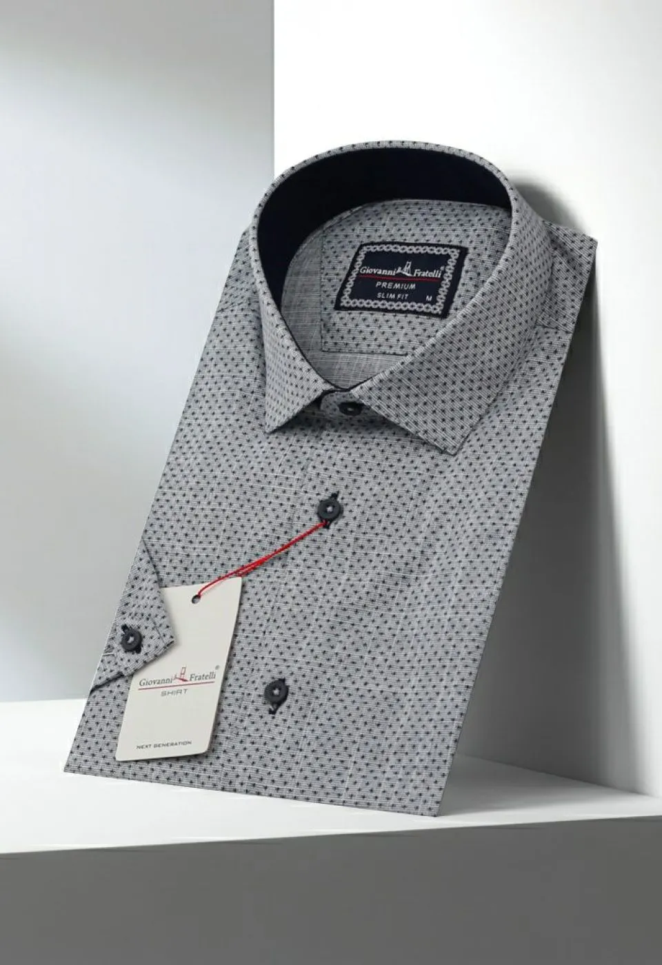 Slim Fit Kısa Kol Desenli Erkek Gömlek 3GMK311149002