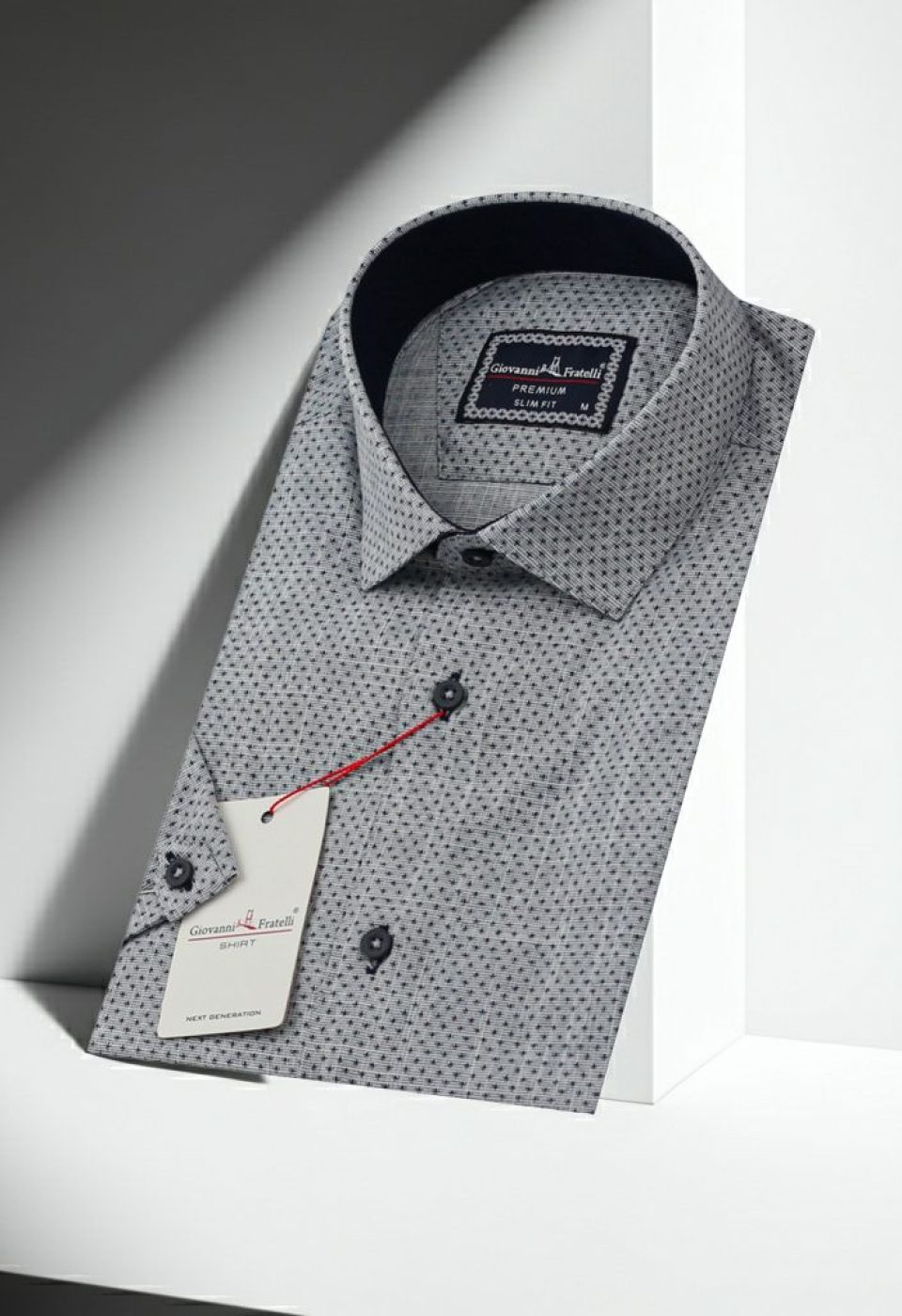 Slim Fit Kısa Kol Desenli Erkek Gömlek 3GMK311149002