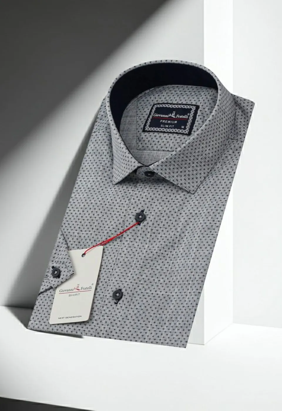 Slim Fit Kısa Kol Desenli Erkek Gömlek 3GMK311149002