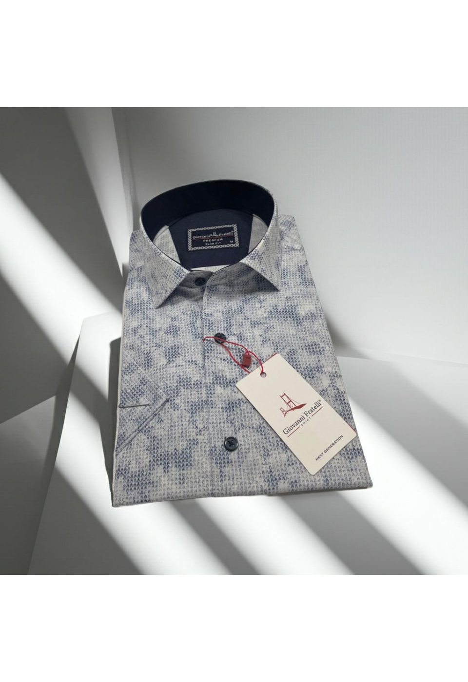 1150 CR K YAKMA 001 Slim Fit Kısa Kol Desenli Sıcak Baskı Erkek Gömlek 3GMK321150001 - Giovanni Fratelli