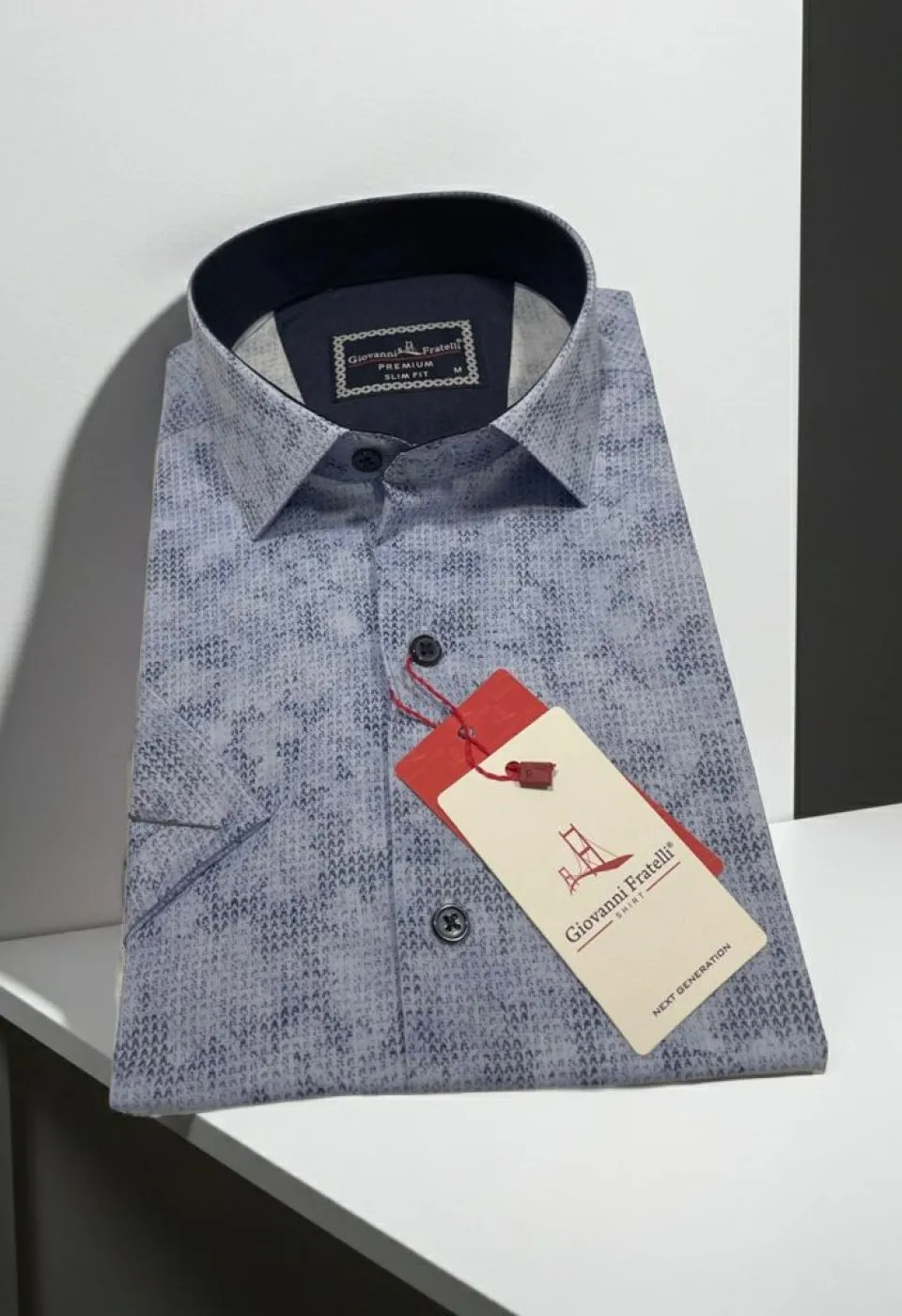 Slim Fit Kısa Kol Desenli Sıcak Baskı Erkek Gömlek 3GMK321150002