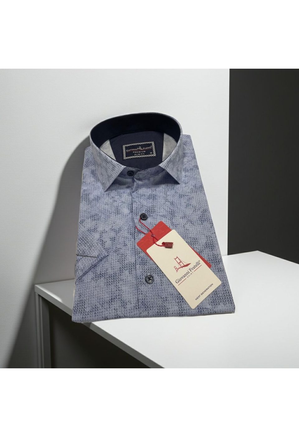 Slim Fit Kısa Kol Desenli Sıcak Baskı Erkek Gömlek 3GMK321150002 - Giovanni Fratelli