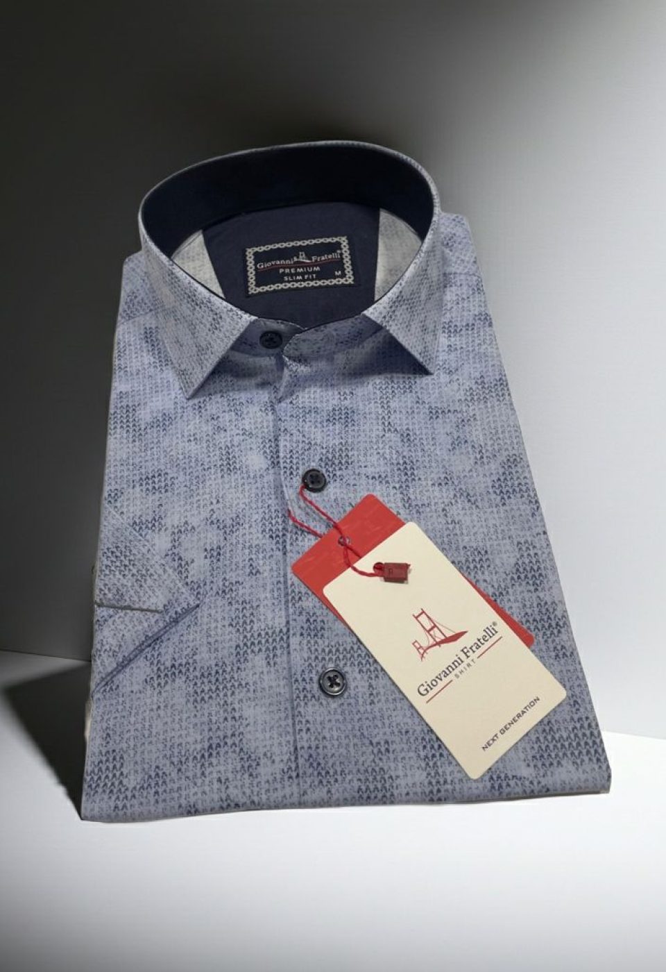 Slim Fit Kısa Kol Desenli Sıcak Baskı Erkek Gömlek 3GMK321150002