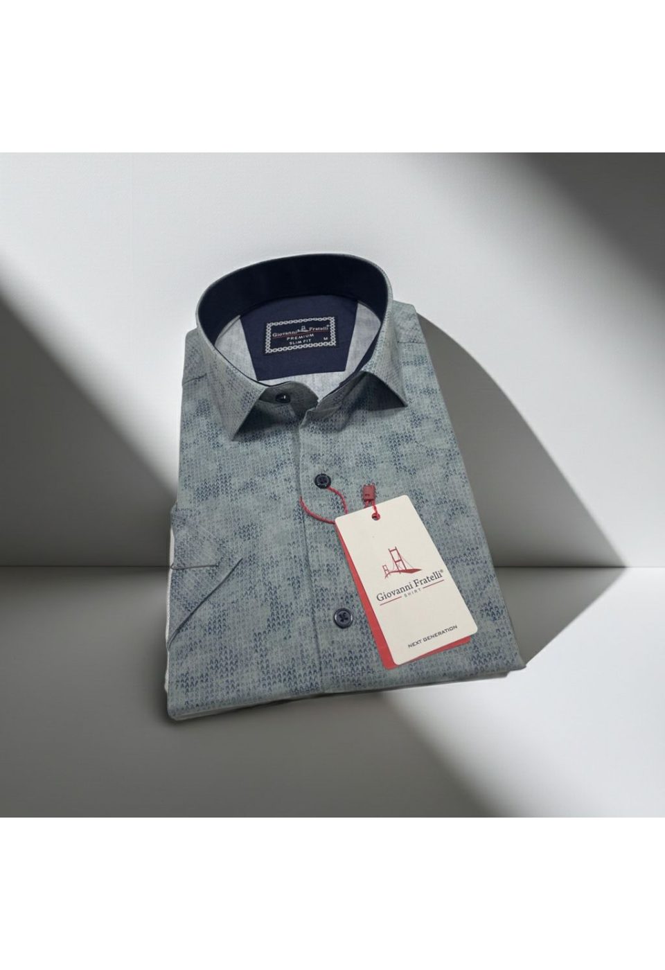 Slim Fit Kısa Kol Desenli Sıcak Baskı Erkek Gömlek 3GMK321150003 - Giovanni Fratelli
