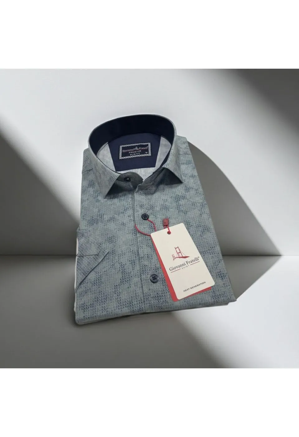 Slim Fit Kısa Kol Desenli Sıcak Baskı Erkek Gömlek 3GMK321150003 - Giovanni Fratelli