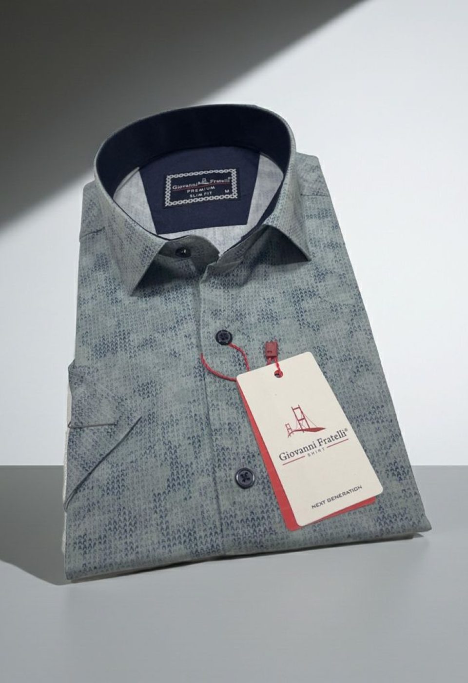 Slim Fit Kısa Kol Desenli Sıcak Baskı Erkek Gömlek 3GMK321150003 - Giovanni Fratelli