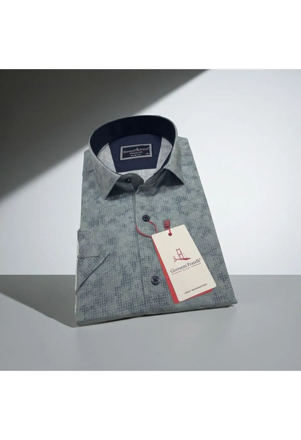 Slim Fit Kısa Kol Desenli Sıcak Baskı Erkek Gömlek 3GMK321150003 - Giovanni Fratelli