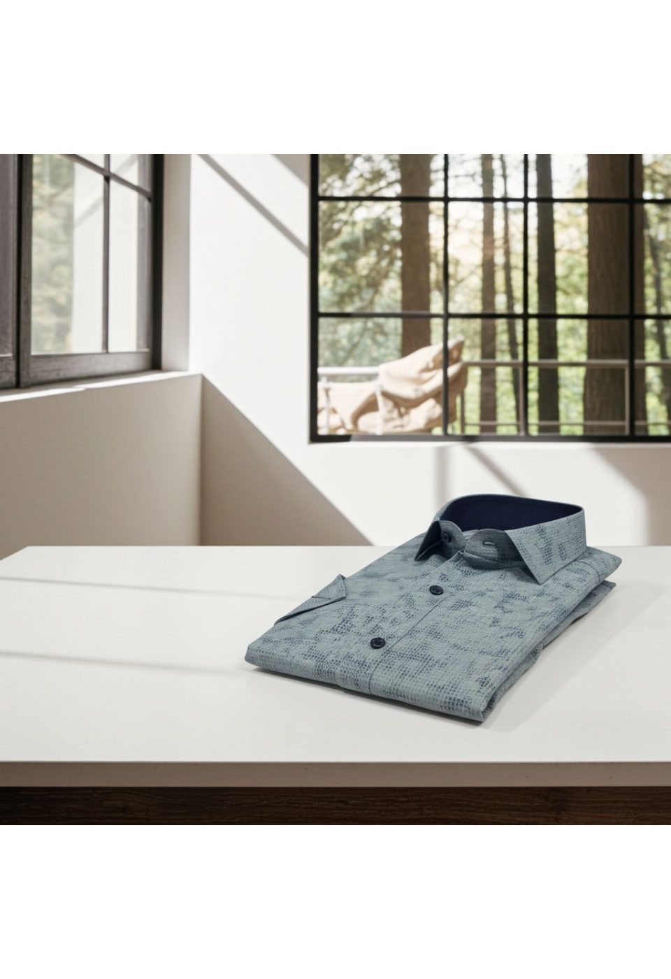 Slim Fit Kısa Kol Desenli Sıcak Baskı Erkek Gömlek 3GMK321150003 - Giovanni Fratelli