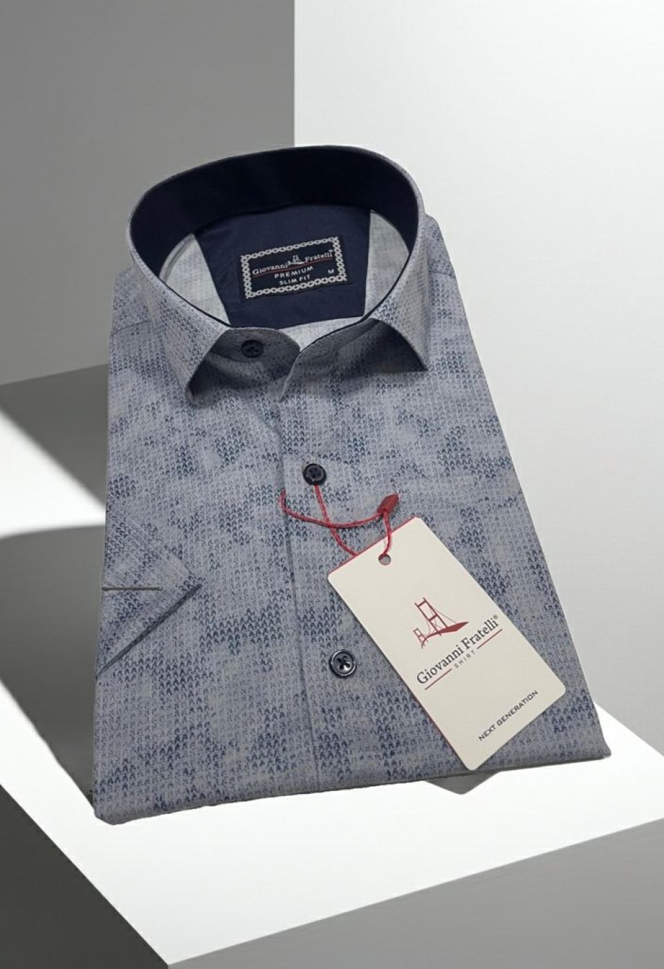 Slim Fit Kısa Kol Desenli Sıcak Baskı Erkek Gömlek 3GMK321150004