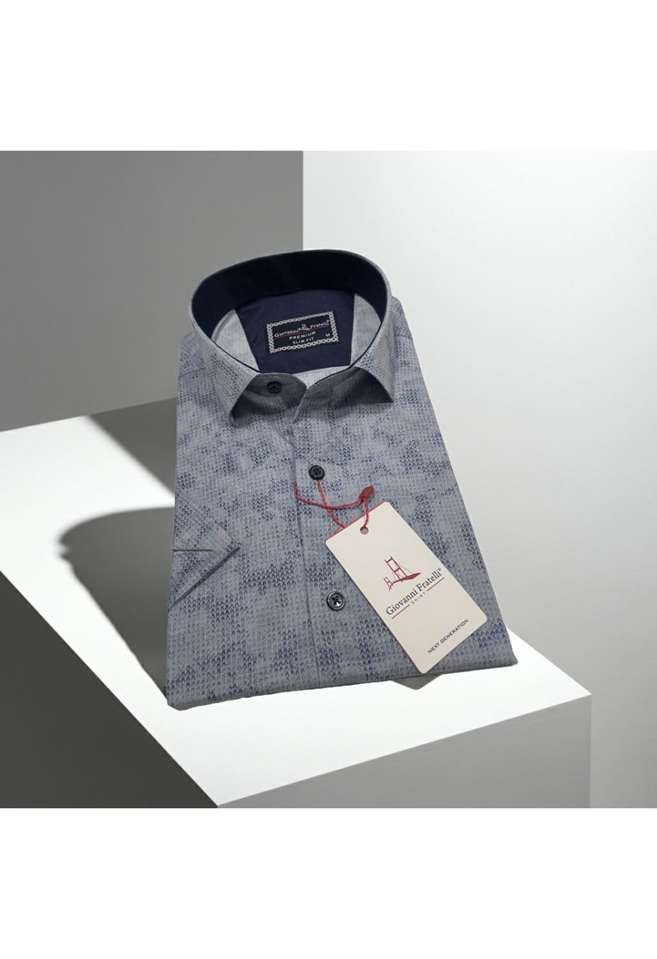 Slim Fit Kısa Kol Desenli Sıcak Baskı Erkek Gömlek 3GMK321150004 - Giovanni Fratelli