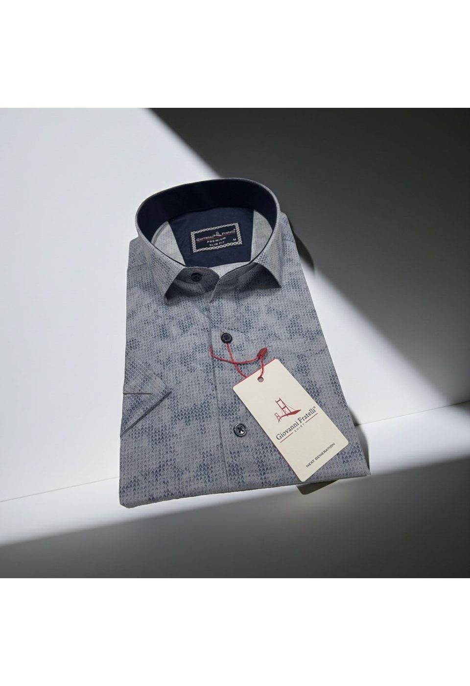 Slim Fit Kısa Kol Desenli Sıcak Baskı Erkek Gömlek 3GMK321150004 - Giovanni Fratelli