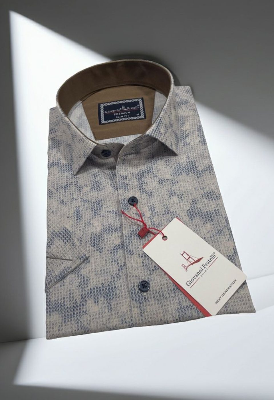 Slim Fit Kısa Kol Desenli Sıcak Baskı Erkek Gömlek 3GMK321150005