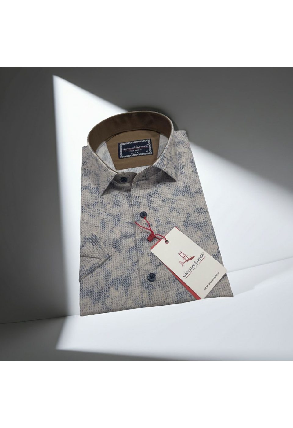 Slim Fit Kısa Kol Desenli Sıcak Baskı Erkek Gömlek 3GMK321150005 - Giovanni Fratelli