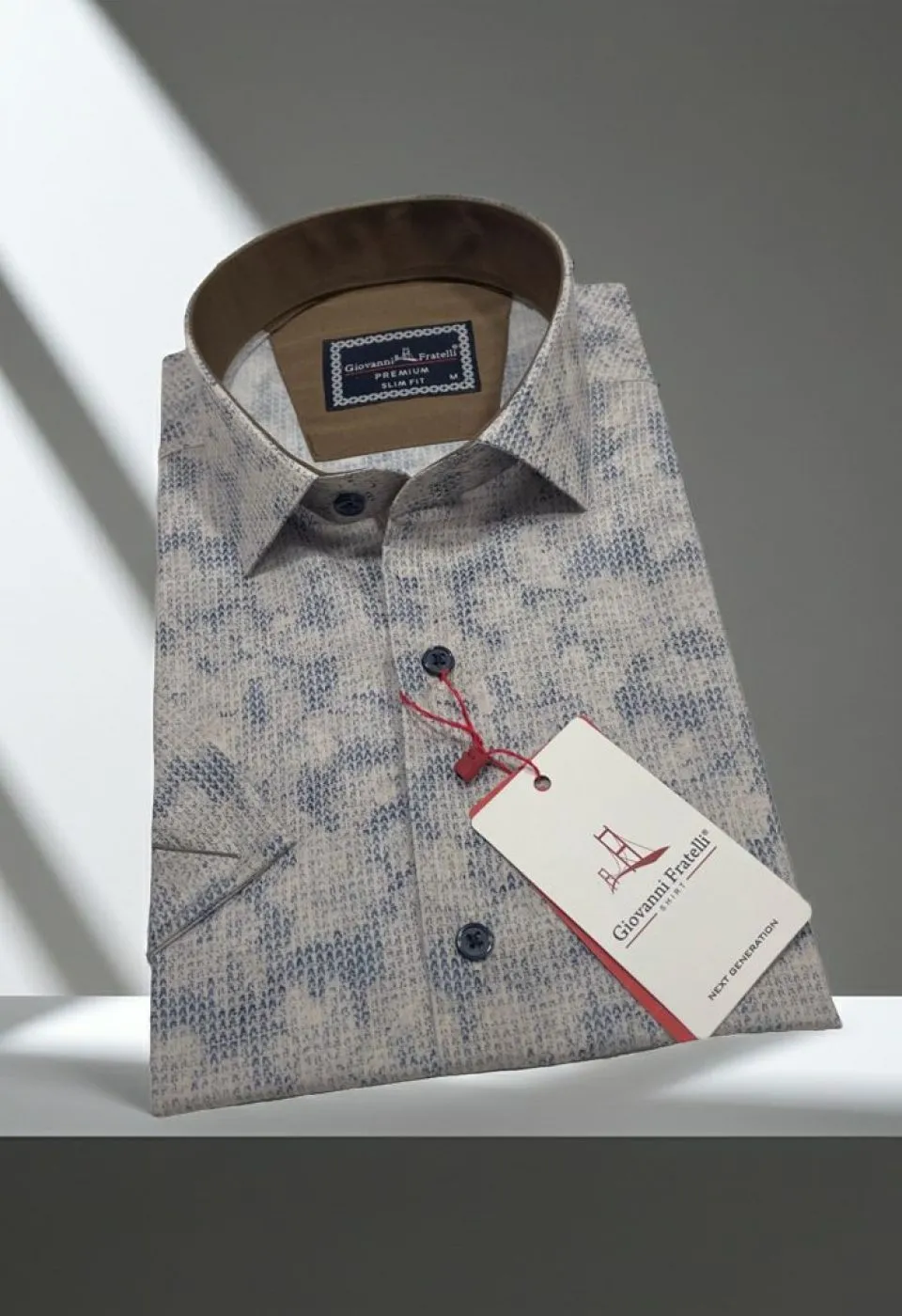 Slim Fit Kısa Kol Desenli Sıcak Baskı Erkek Gömlek 3GMK321150005