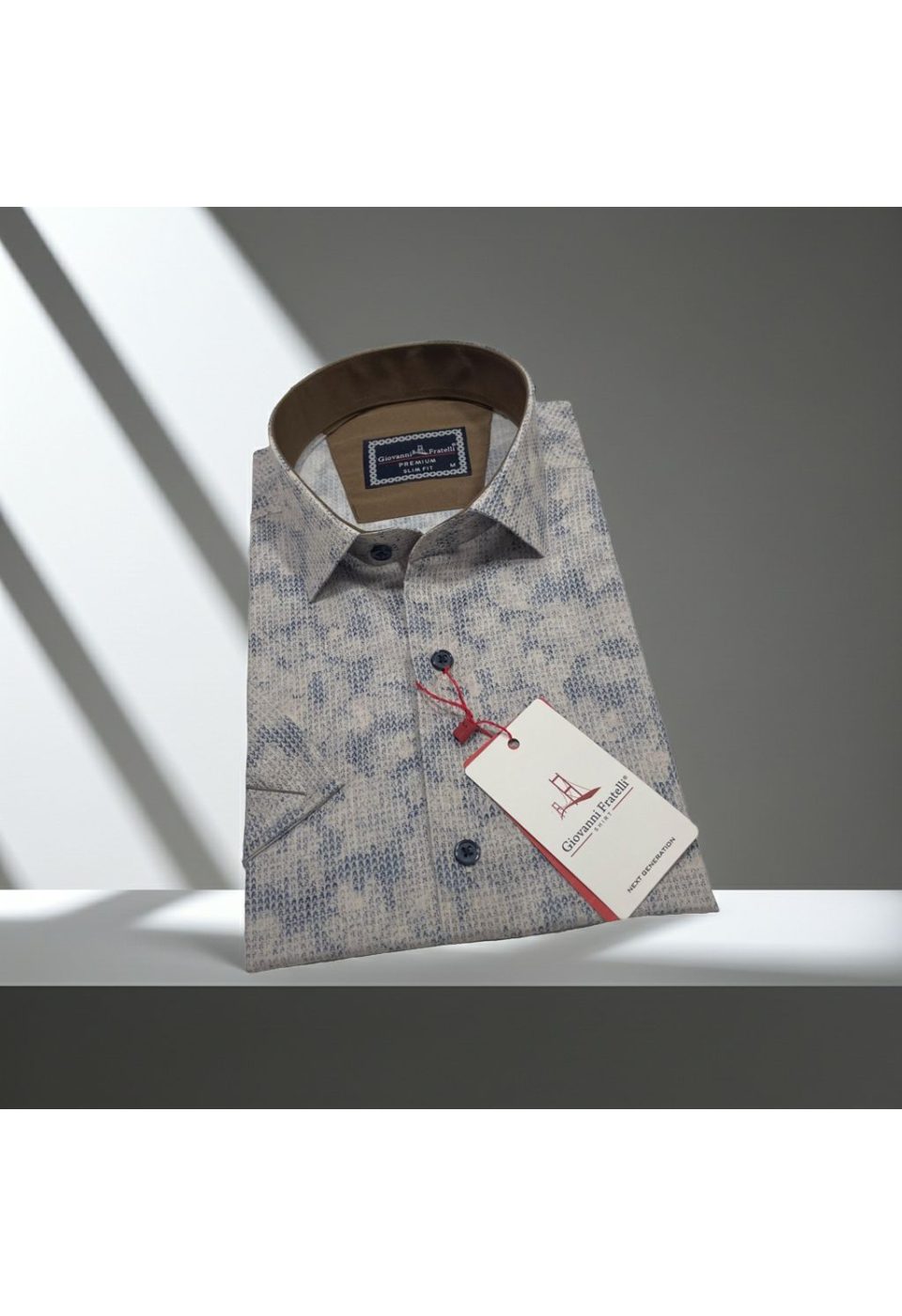 Slim Fit Kısa Kol Desenli Sıcak Baskı Erkek Gömlek 3GMK321150005 - Giovanni Fratelli
