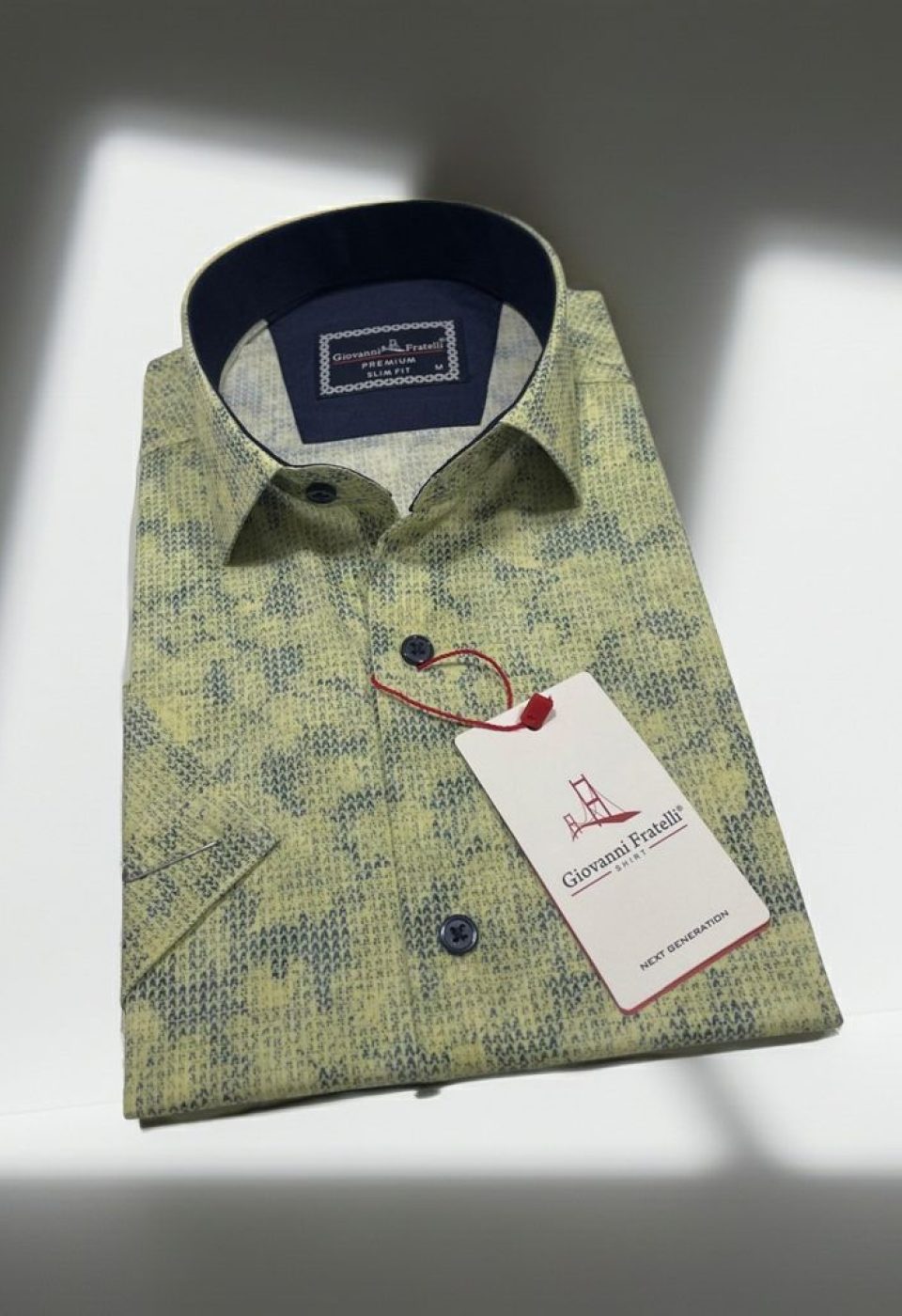 Slim Fit Kısa Kol Desenli Sıcak Baskı Erkek Gömlek 3GMK321150006