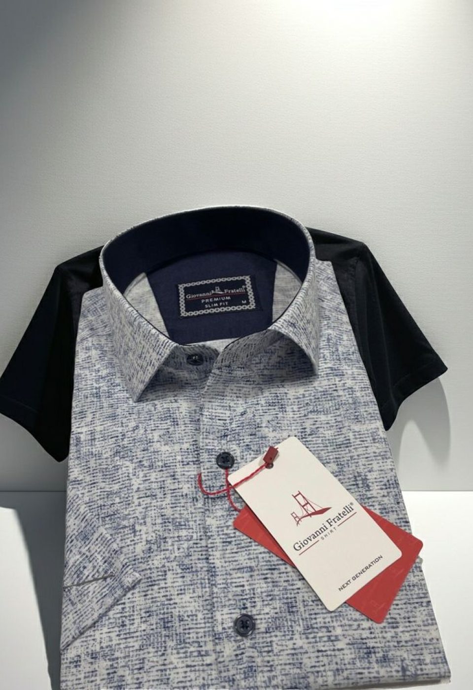 1152 CR K YAKMA 001 Slim Fit Kısa Kol Desenli Sıcak Baskı Erkek Gömlek 3GMK321152001 - Giovanni Fratelli