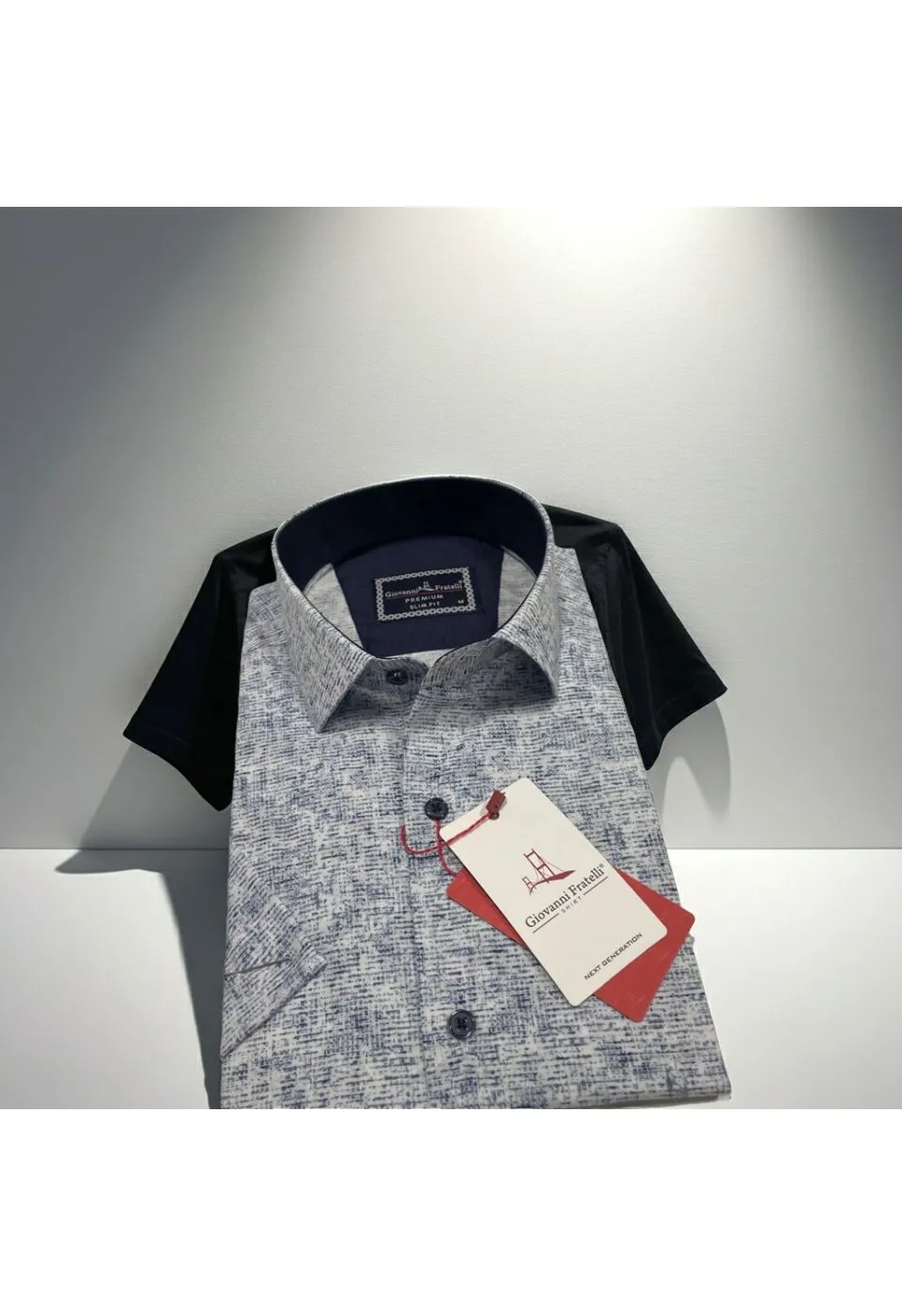 Slim Fit Kısa Kol Desenli Sıcak Baskı Erkek Gömlek 3GMK321152001 - Giovanni Fratelli