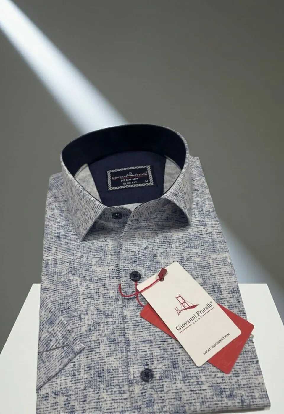 Slim Fit Kısa Kol Desenli Sıcak Baskı Erkek Gömlek 3GMK321152001 - Giovanni Fratelli