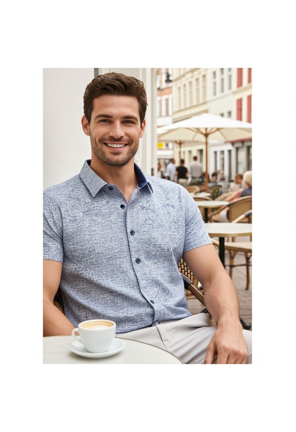 1152 CR K YAKMA 001 Slim Fit Kısa Kol Desenli Sıcak Baskı Erkek Gömlek 3GMK321152001 - Giovanni Fratelli