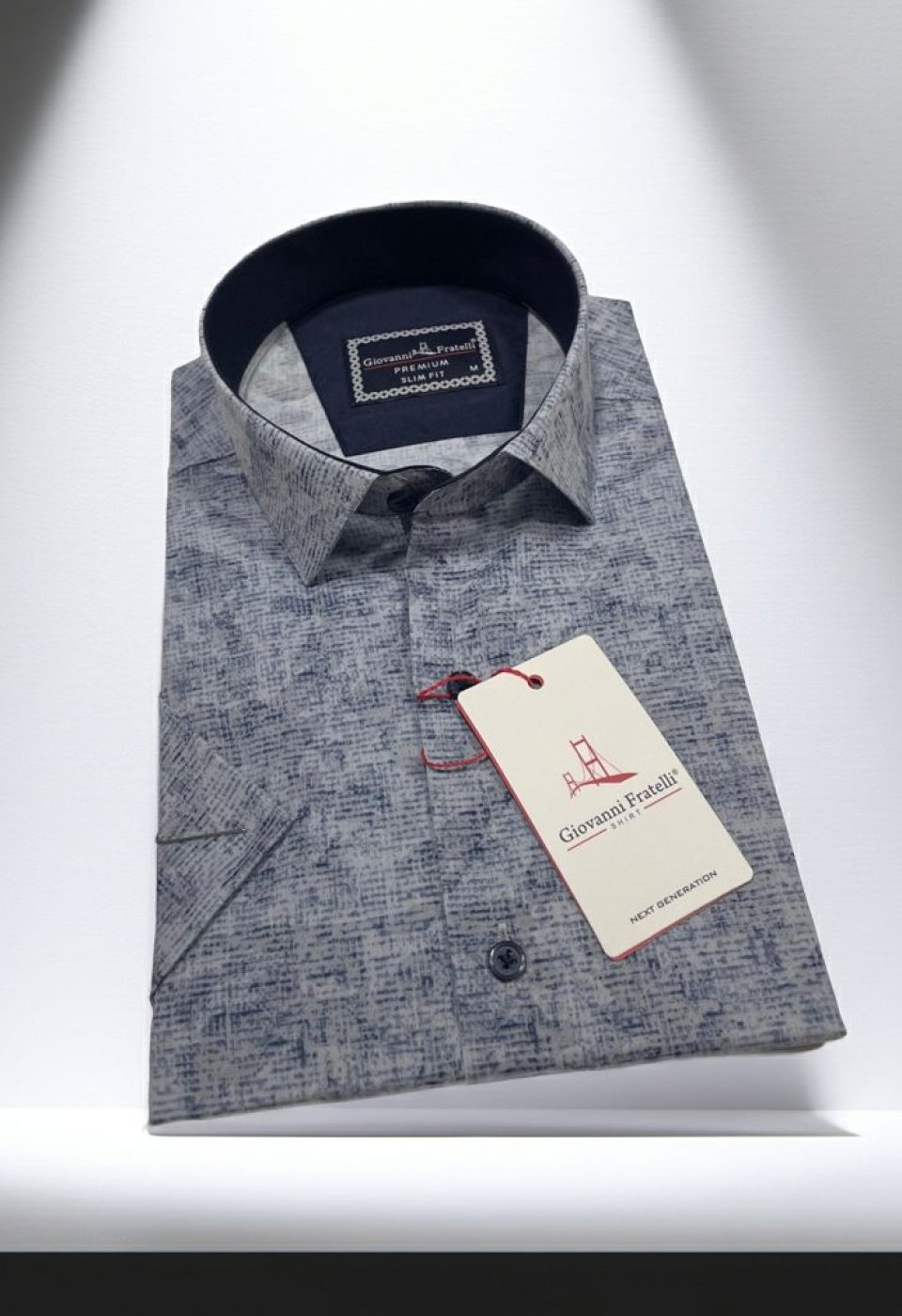 Slim Fit Kısa Kol Desenli Sıcak Baskı Erkek Gömlek 3GMK321152002