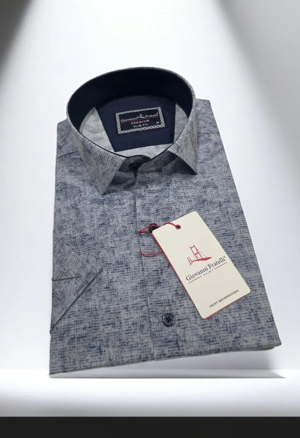 Slim Fit Kısa Kol Desenli Sıcak Baskı Erkek Gömlek 3GMK321152002
