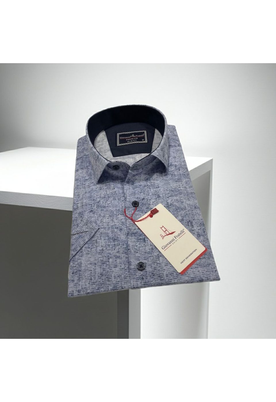 Slim Fit Kısa Kol Desenli Sıcak Baskı Erkek Gömlek 3GMK321152003 - Giovanni Fratelli