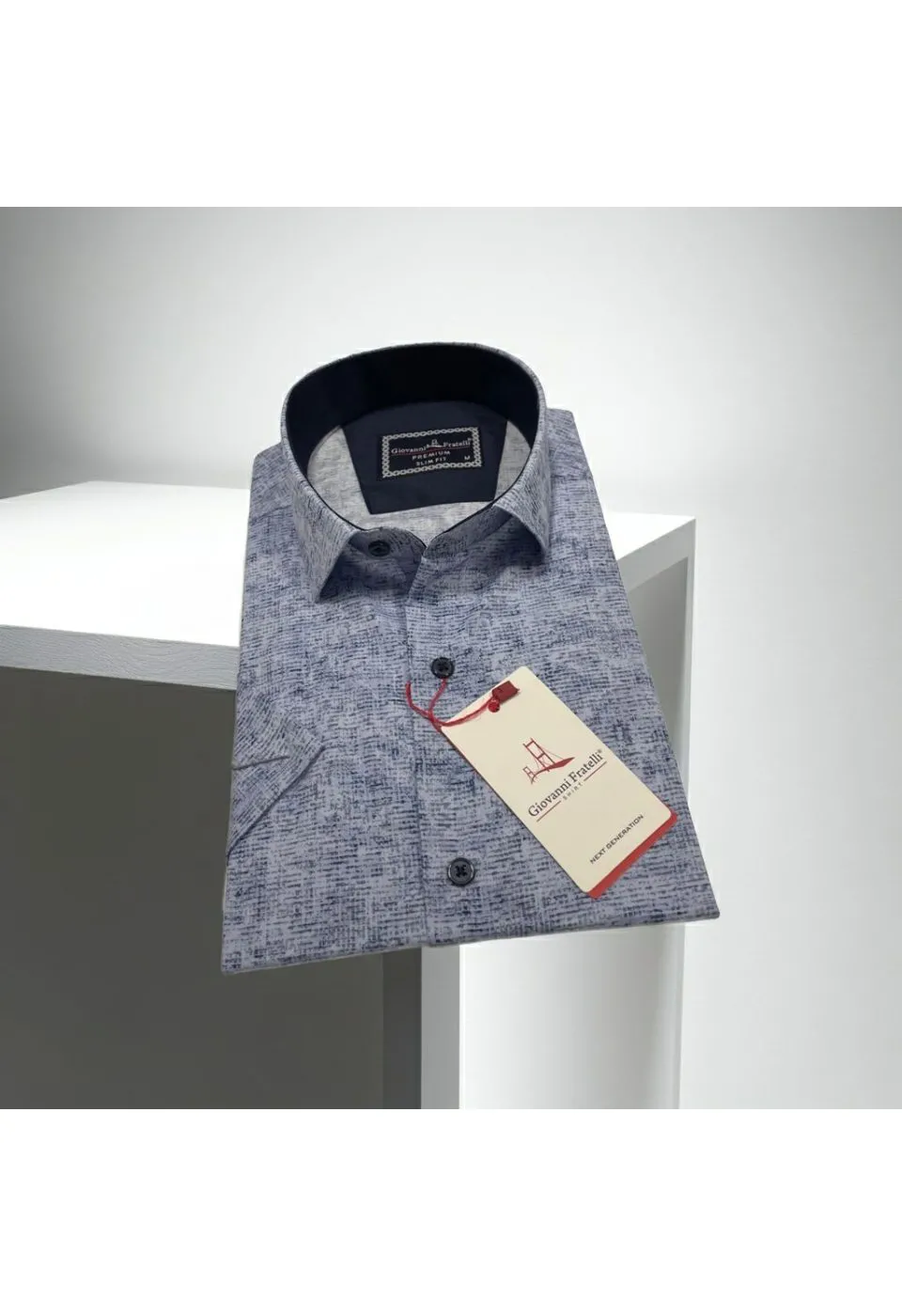 Slim Fit Kısa Kol Desenli Sıcak Baskı Erkek Gömlek 3GMK321152003 - Giovanni Fratelli