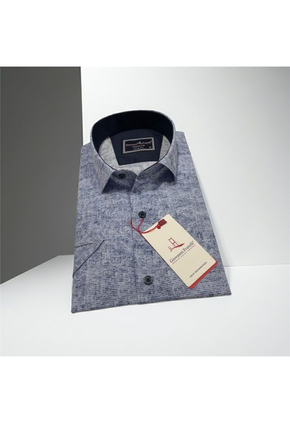 Slim Fit Kısa Kol Desenli Sıcak Baskı Erkek Gömlek 3GMK321152003 - Giovanni Fratelli