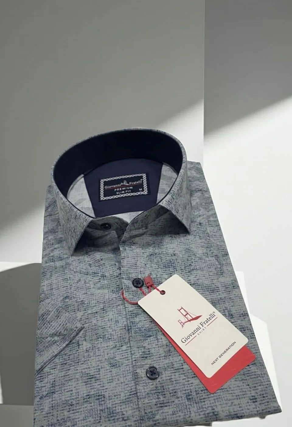 Slim Fit Kısa Kol Desenli Sıcak Baskı Erkek Gömlek 3GMK321152004 - Giovanni Fratelli