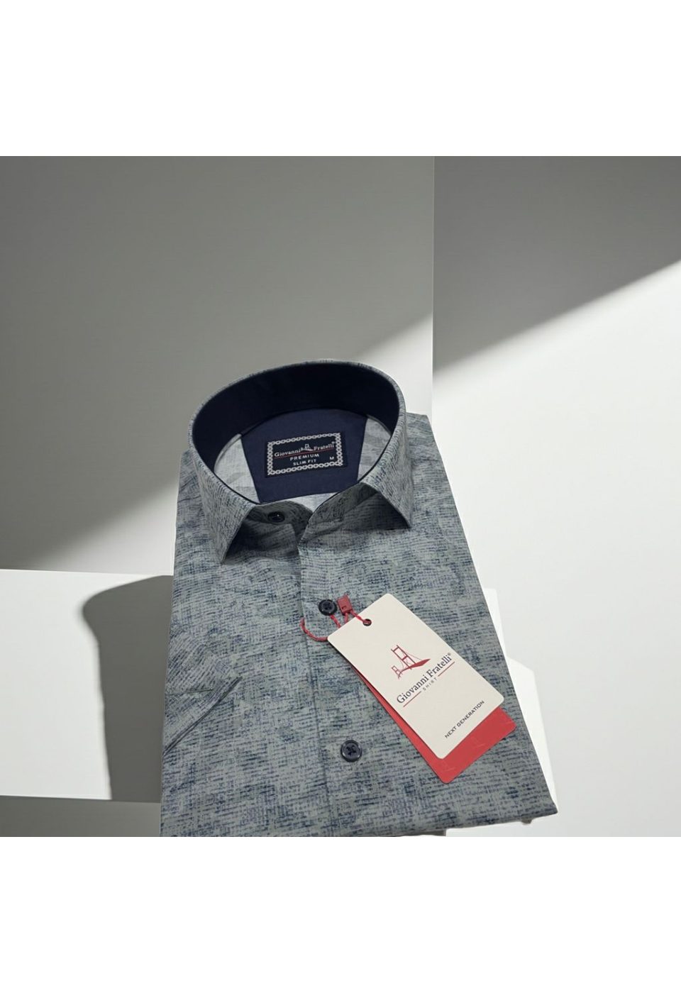 Slim Fit Kısa Kol Desenli Sıcak Baskı Erkek Gömlek 3GMK321152004 - Giovanni Fratelli