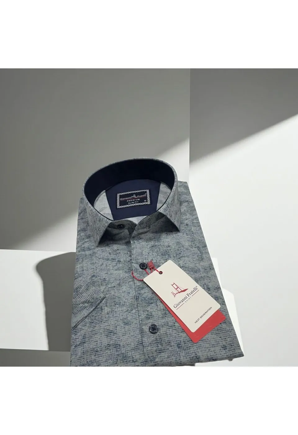 Slim Fit Kısa Kol Desenli Sıcak Baskı Erkek Gömlek 3GMK321152004 - Giovanni Fratelli
