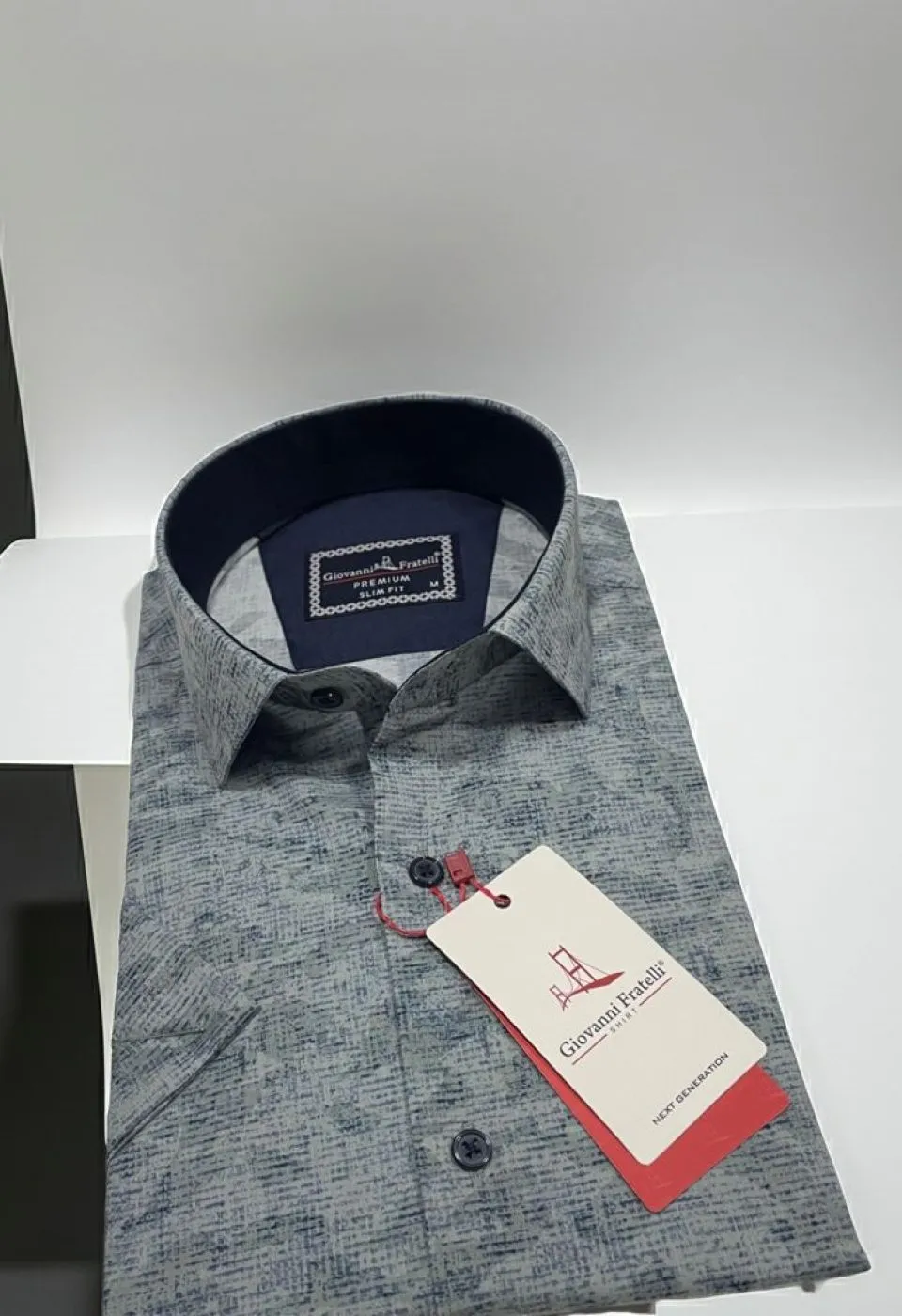 Slim Fit Kısa Kol Desenli Sıcak Baskı Erkek Gömlek 3GMK321152004 - Giovanni Fratelli