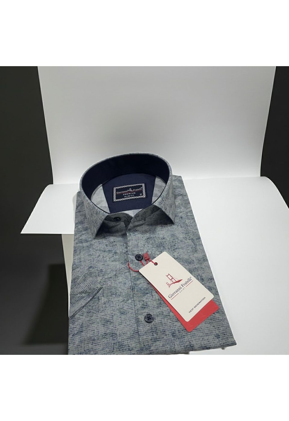 Slim Fit Kısa Kol Desenli Sıcak Baskı Erkek Gömlek 3GMK321152004 - Giovanni Fratelli