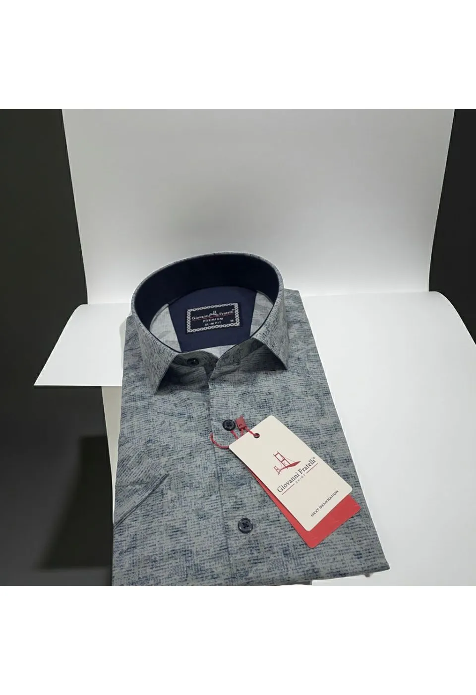 Slim Fit Kısa Kol Desenli Sıcak Baskı Erkek Gömlek 3GMK321152004 - Giovanni Fratelli