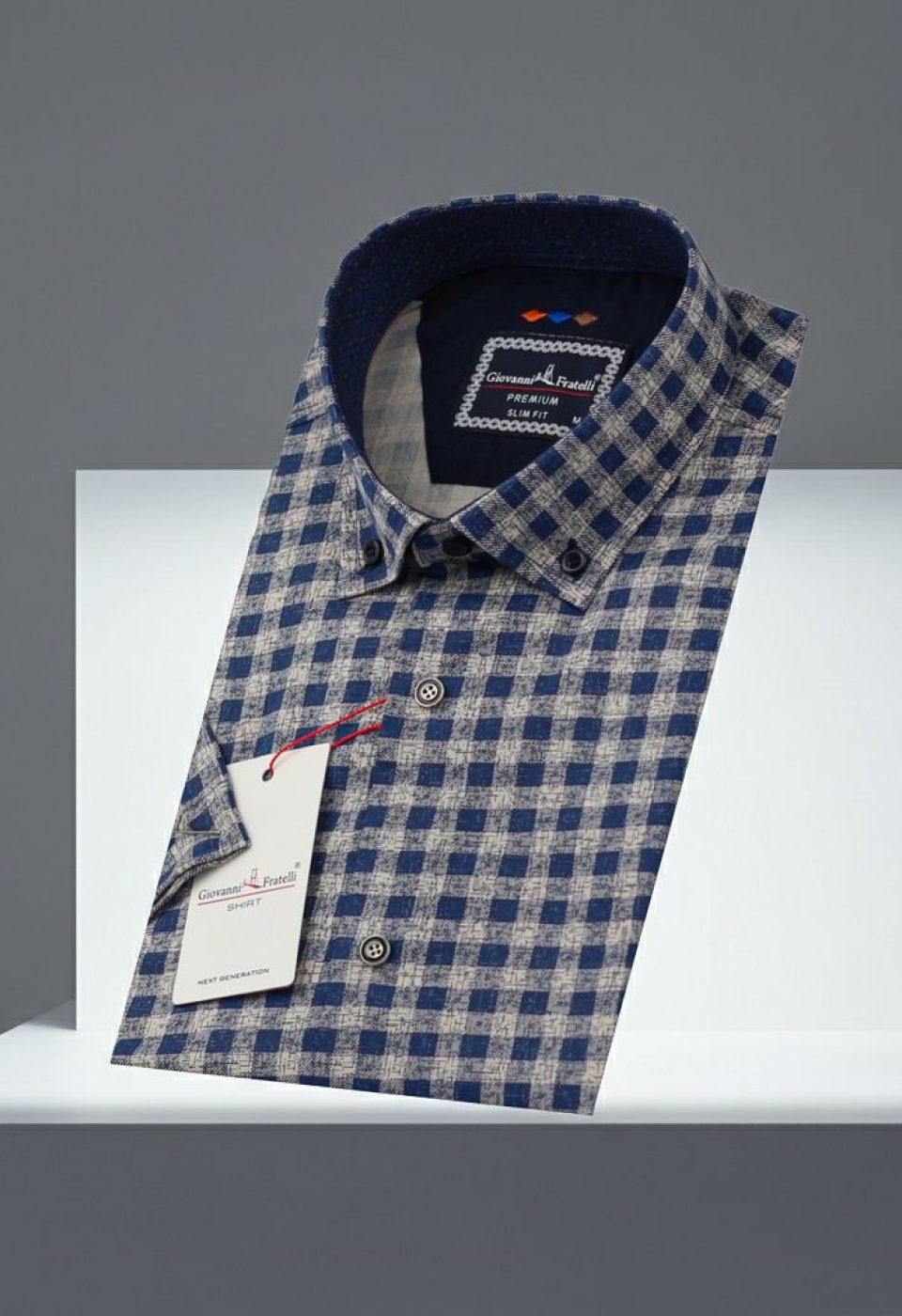 Slim Fit Kısa Kol Desenli Yaka Düğmeli Erkek Gömlek 3GMK311152002