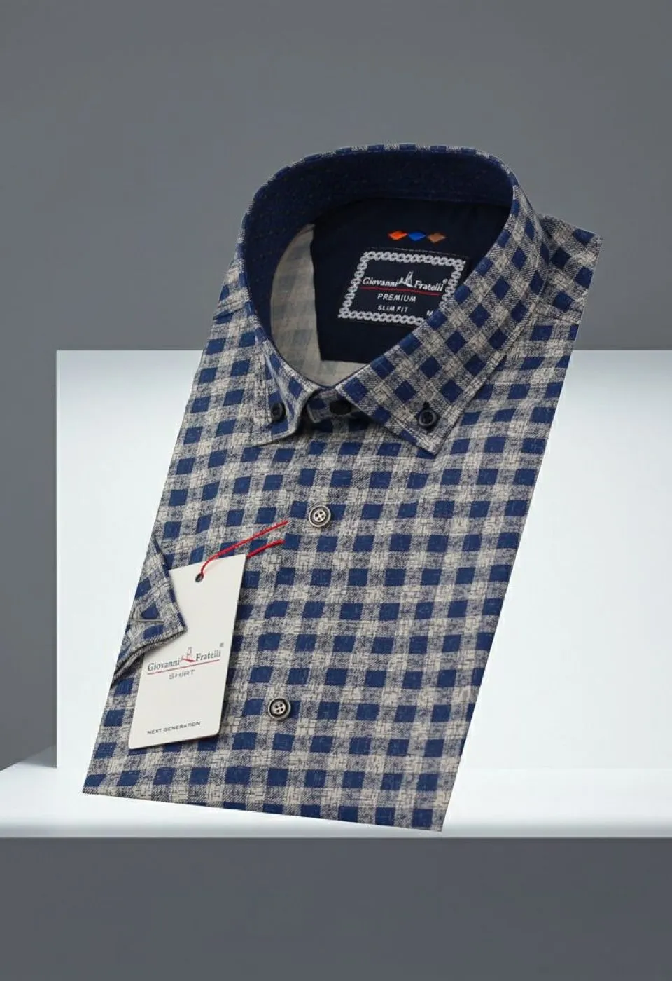 Slim Fit Kısa Kol Desenli Yaka Düğmeli Erkek Gömlek 3GMK311152002
