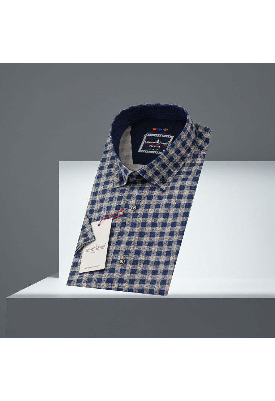 Slim Fit Kısa Kol Desenli Yaka Düğmeli Erkek Gömlek 3GMK311152002 - Giovanni Fratelli