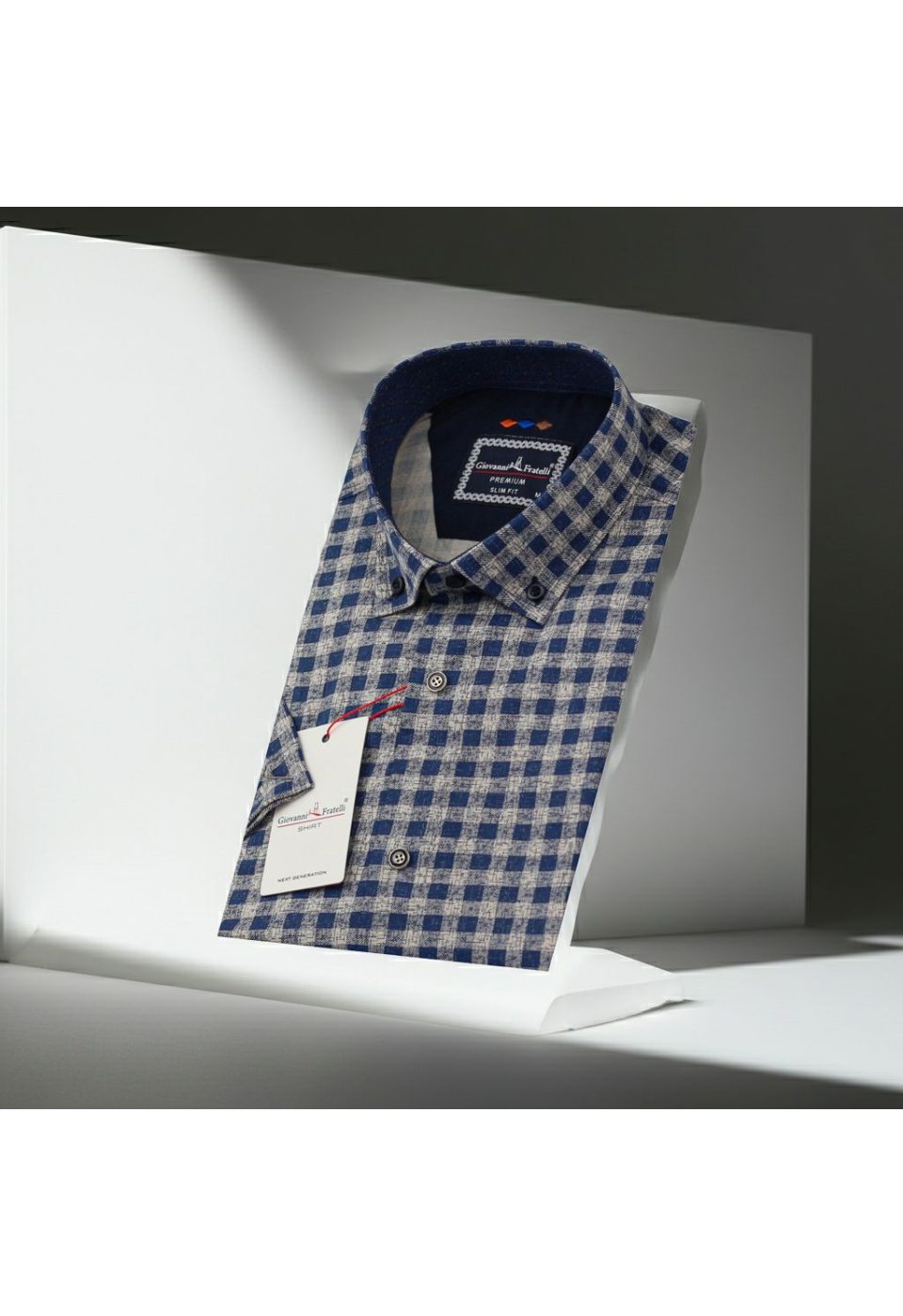Slim Fit Kısa Kol Desenli Yaka Düğmeli Erkek Gömlek 3GMK311152002 - Giovanni Fratelli