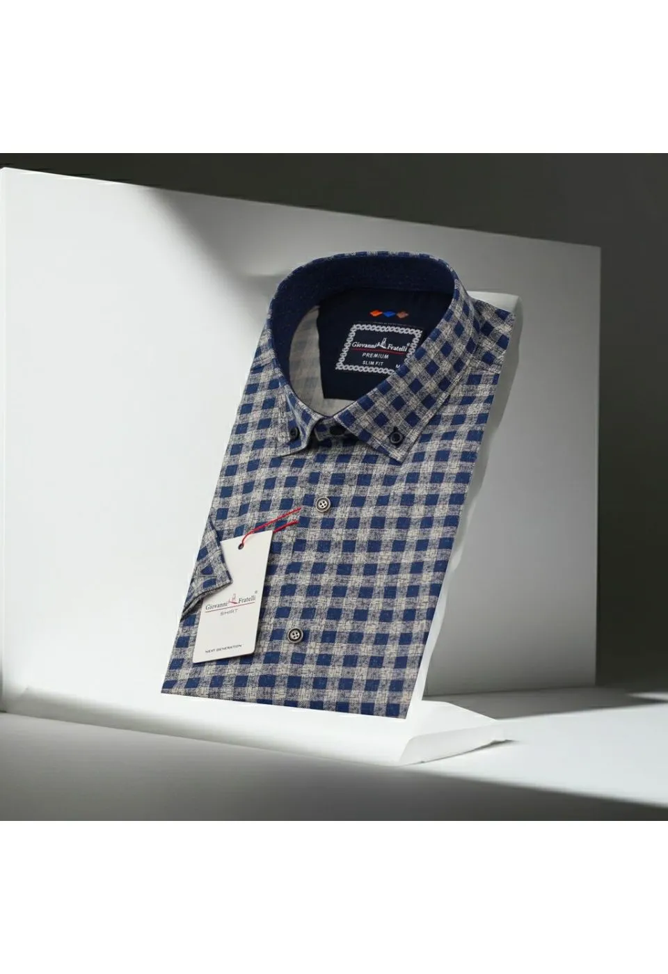 Slim Fit Kısa Kol Desenli Yaka Düğmeli Erkek Gömlek 3GMK311152002 - Giovanni Fratelli