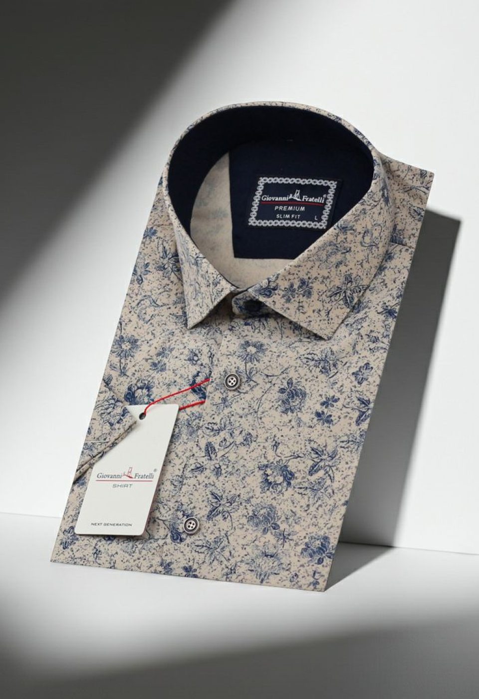 Slim Fit Kısa Kol Desenli Erkek Gömlek 3GMK311153002