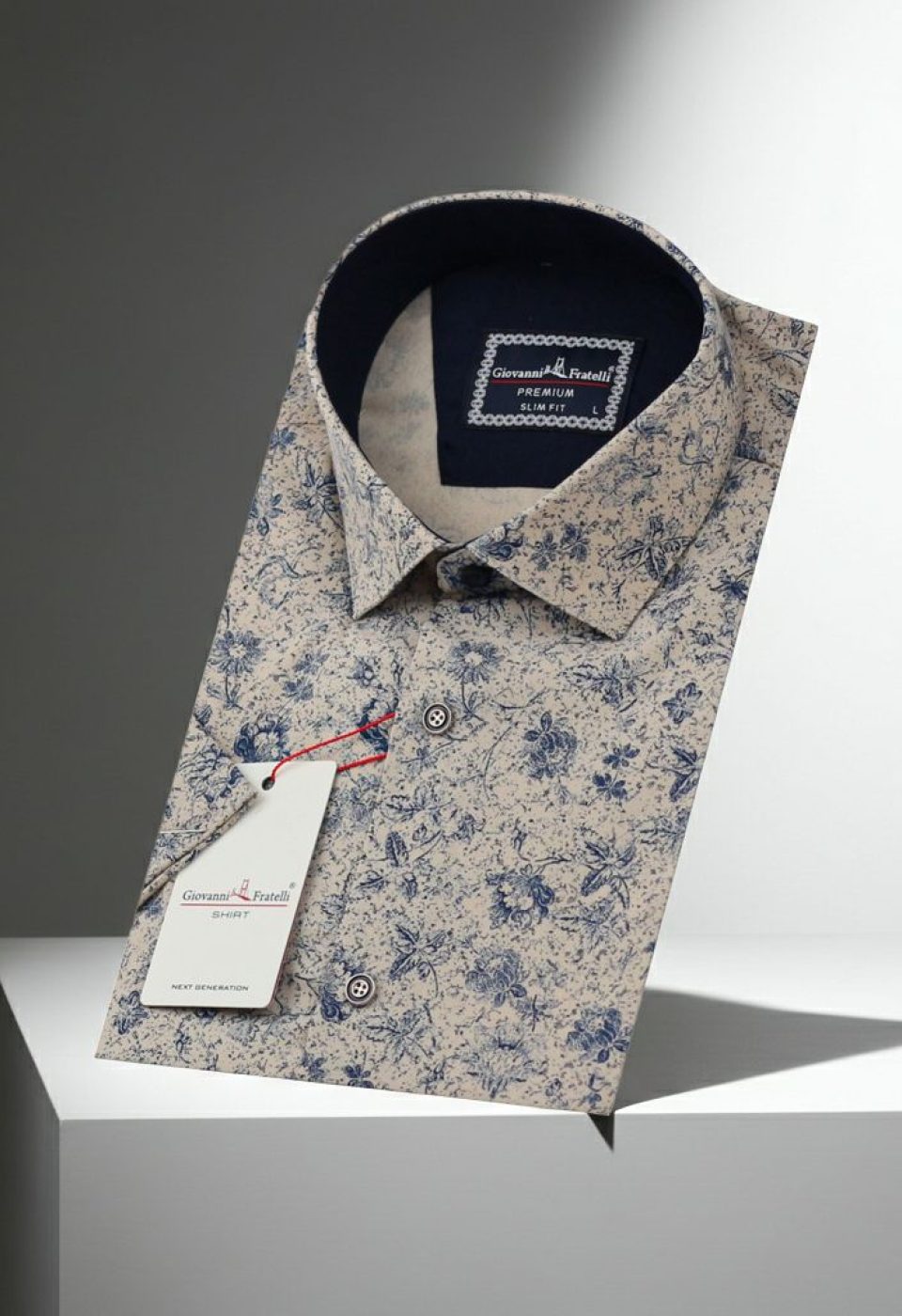 Slim Fit Kısa Kol Desenli Erkek Gömlek 3GMK311153002