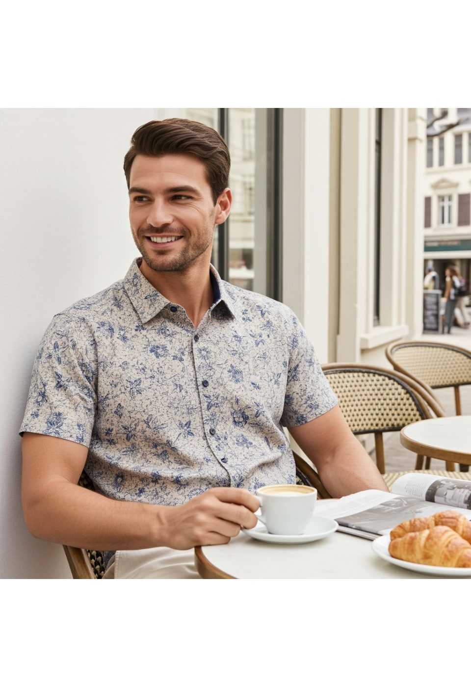 Slim Fit Kısa Kol Desenli Erkek Gömlek 3GMK311153002 - Giovanni Fratelli