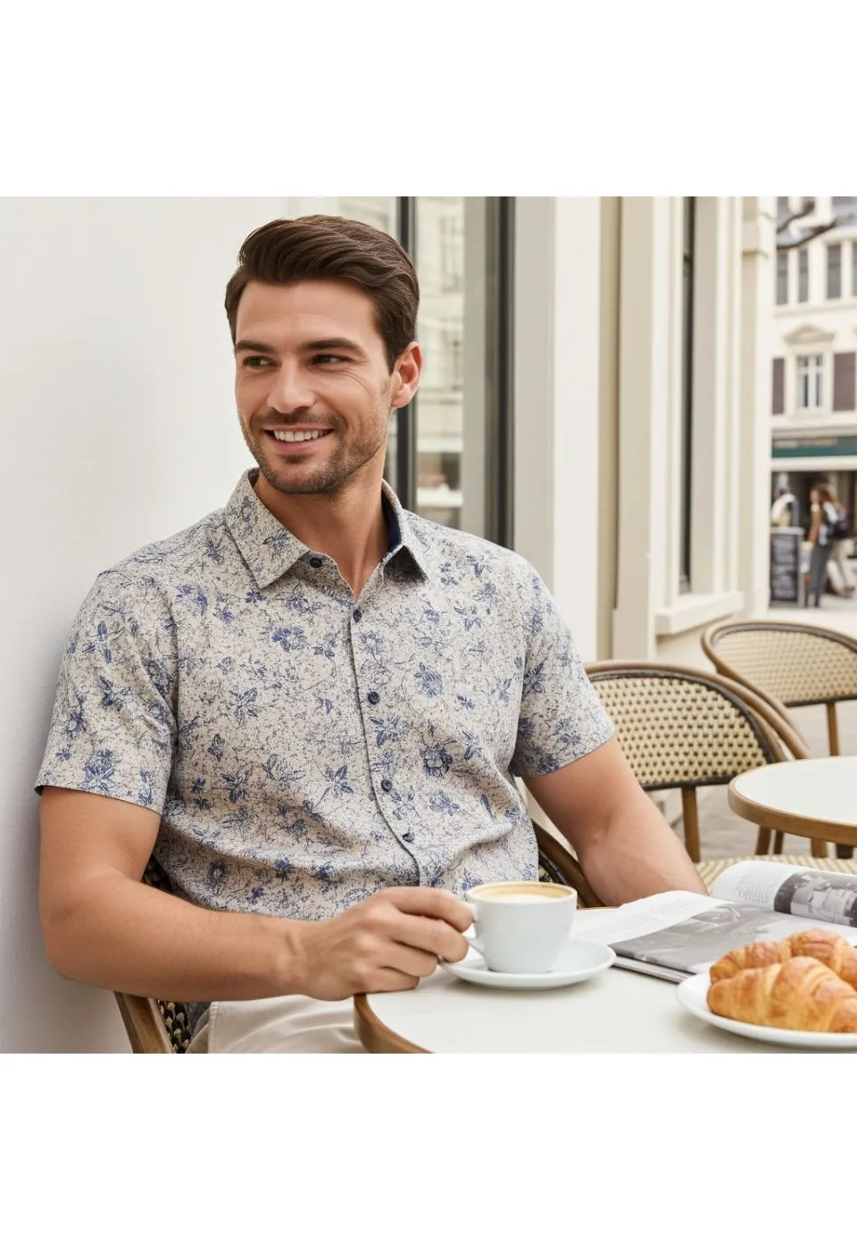 Slim Fit Kısa Kol Desenli Erkek Gömlek 3GMK311153002 - Giovanni Fratelli