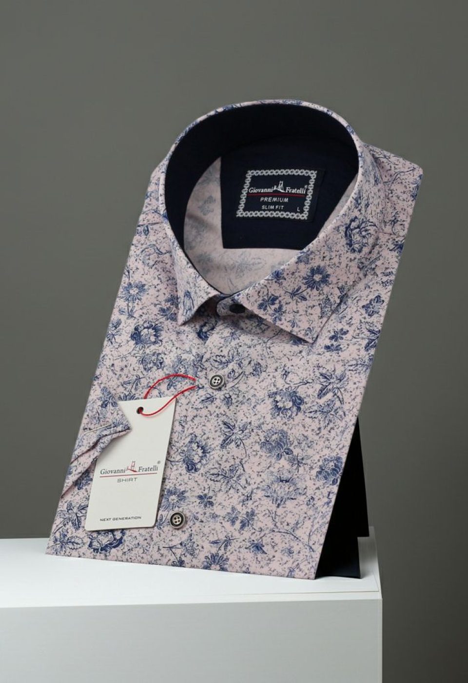 Slim Fit Kısa Kol Desenli Erkek Gömlek 3GMK311153004