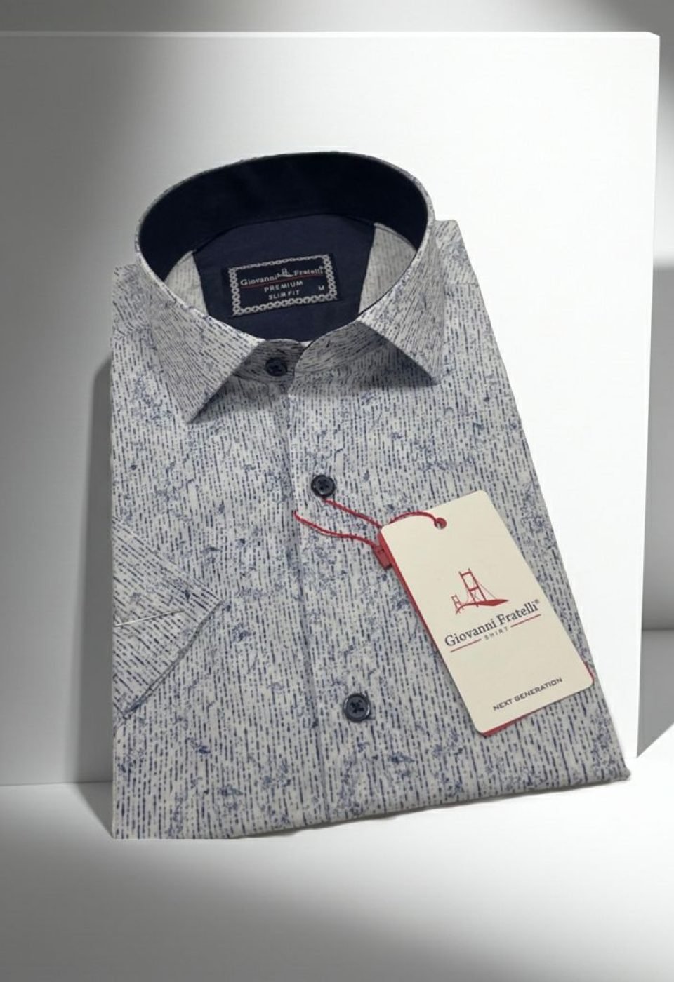 Slim Fit Kısa Kol Desenli Sıcak Baskı Erkek Gömlek 3GMK321154001
