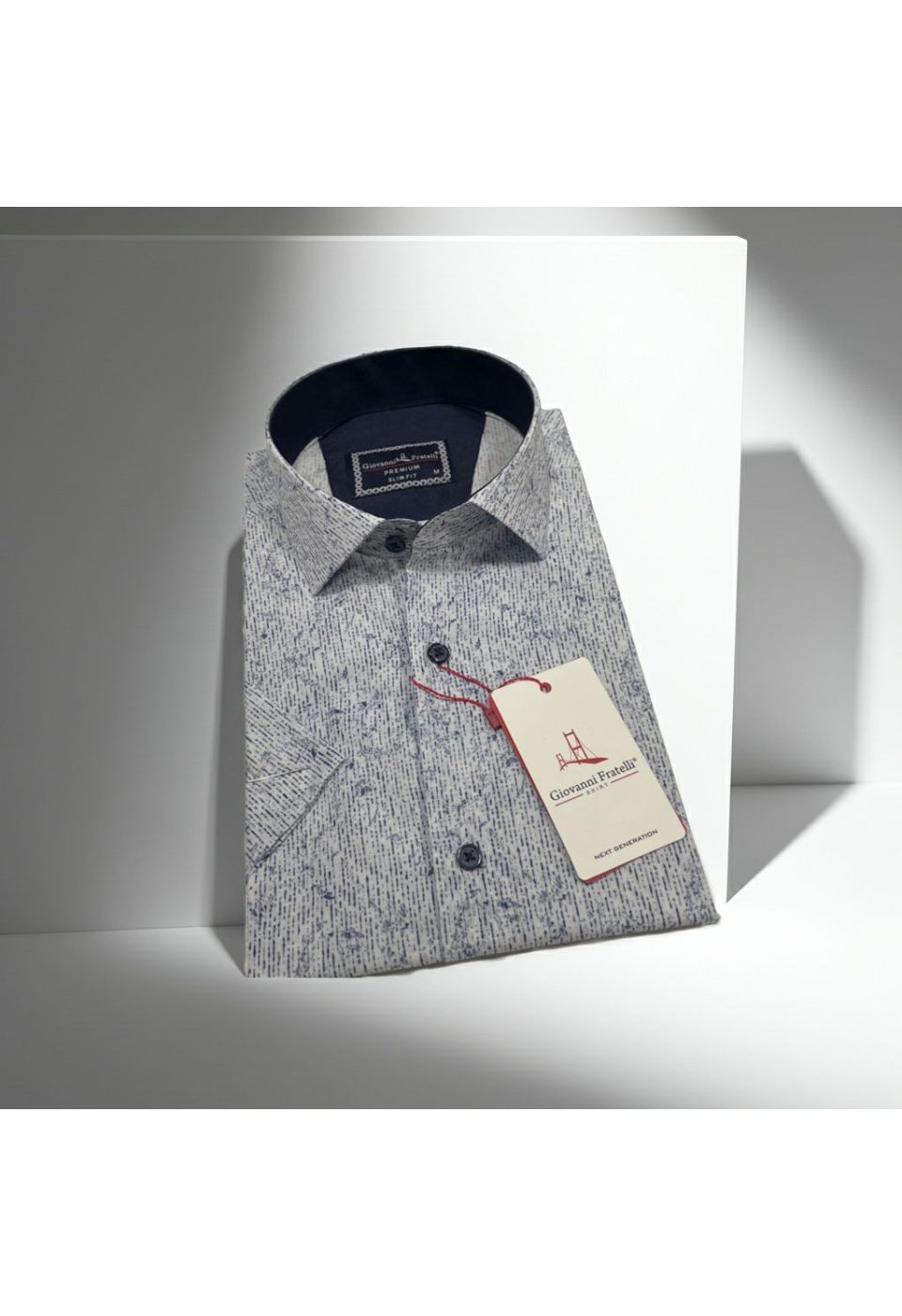 Slim Fit Kısa Kol Desenli Sıcak Baskı Erkek Gömlek 3GMK321154001 - Giovanni Fratelli