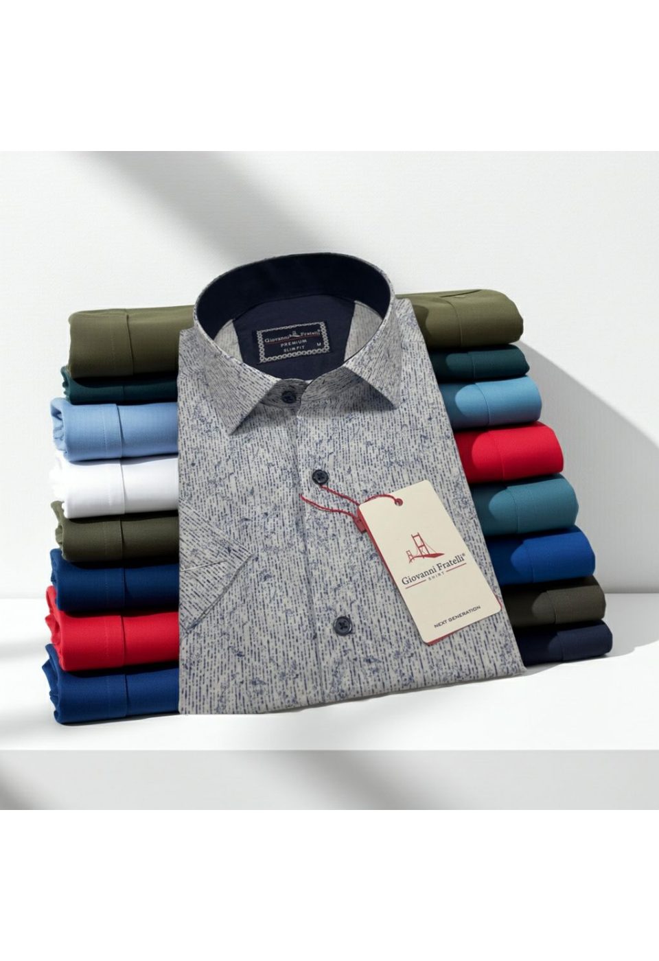Slim Fit Kısa Kol Desenli Sıcak Baskı Erkek Gömlek 3GMK321154001 - Giovanni Fratelli